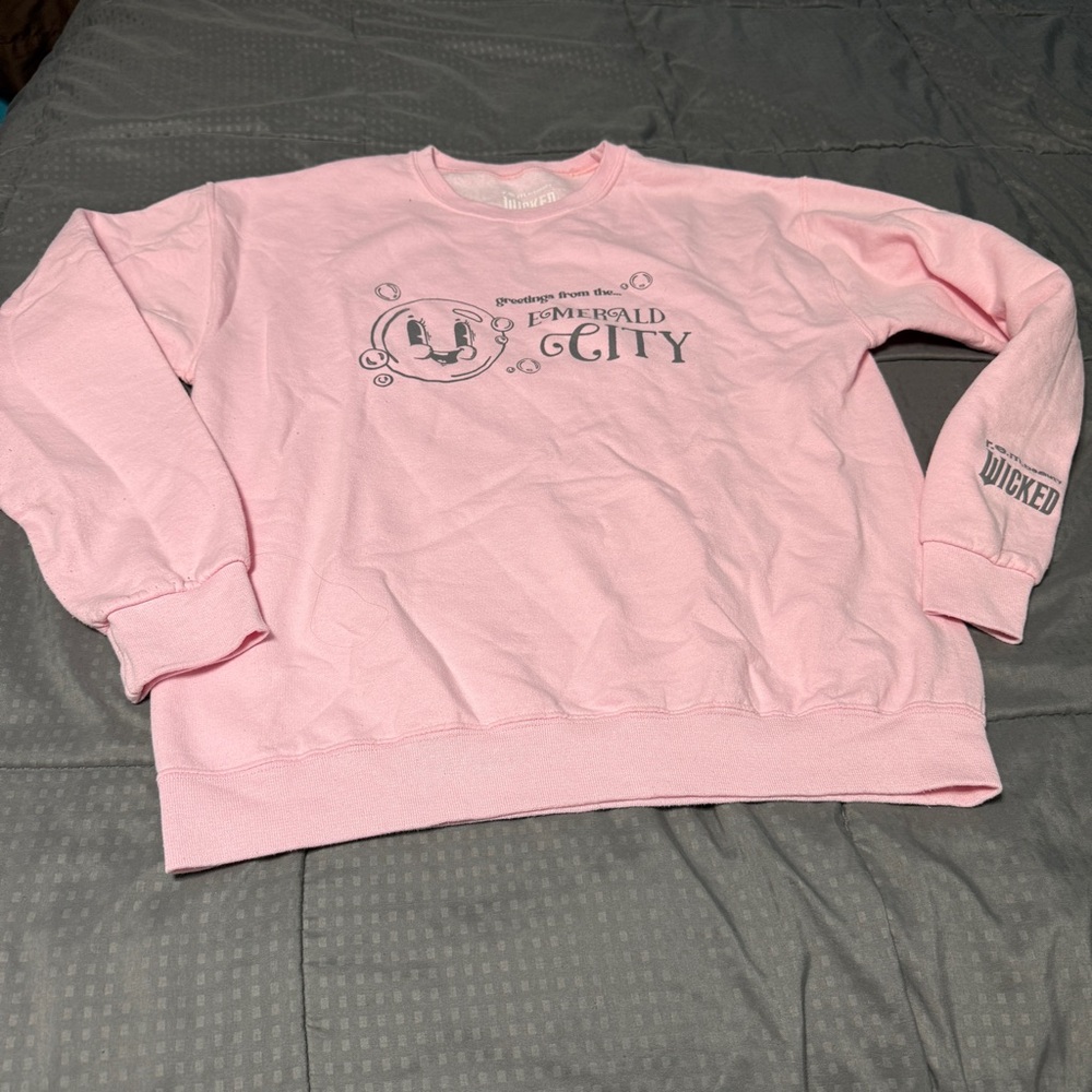 RARE R.E.M. Beauty x Wicked Pink Crewneck Sweatshirt Size medium Emerald City